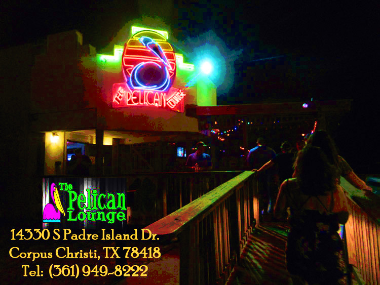 The Pelican Lounge beach bar on Padre Island in Corpus Christi, TX.